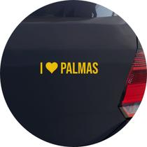 Adesivo de Carro Eu amo Palmas - I Love Palmas - Cor Amarelo