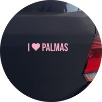 Adesivo de Carro Eu amo Palmas - I Love Palmas - Cor Rosa Claro