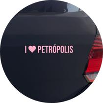 Adesivo de Carro Eu amo Petrópolis - I Love Petrópolis - Cor Rosa Claro