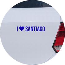 Adesivo de Carro Eu Amo Santiago - I Love Santiago - Cor Laranja