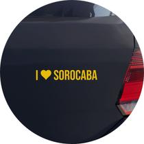 Adesivo de Carro Eu Amo Sorocaba - I Love Sorocaba - Cor Amarelo