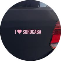 Adesivo de Carro Eu Amo Sorocaba - I Love Sorocaba - Cor Rosa Claro