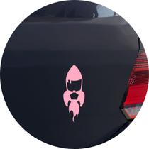 Adesivo de Carro Foguete Decolando - Cor Rosa Claro