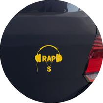 Adesivo de Carro Fones de Ouvido Rapper - Cor Amarelo