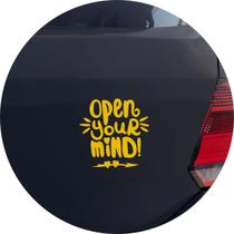 Adesivo de Carro Frase Abra sua Mente! Open Your Mind! - Cor Verde