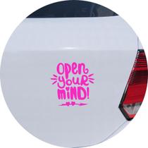 Adesivo de Carro Frase Abra sua Mente! Open Your Mind! - Cor Verde