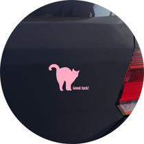 Adesivo de Carro Gato Preto da Sorte - Cor Rosa Claro