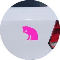 Adesivo de Carro Gato Tomando Banho Lambendo - Cor Roxo - Melhor Adesivo