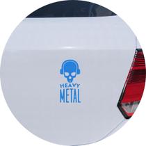 Adesivo de Carro Heavy Metal Caveira de Fones - Cor Azul Claro - Melhor Adesivo