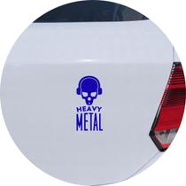 Adesivo de Carro Heavy Metal Caveira de Fones - Cor Azul
