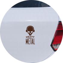 Adesivo de Carro Heavy Metal Caveira de Fones - Cor Marrom - Melhor Adesivo