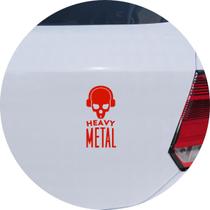 Adesivo de Carro Heavy Metal Caveira de Fones - Cor Vermelho