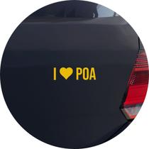 Adesivo de Carro I Love Poa - Eu Amo Porto Alegre - Cor Amarelo
