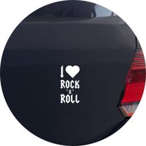 Adesivo de Carro I Love Rock n' Roll - Cor Branco