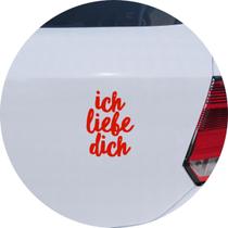 Adesivo de Carro Ich Liebe Dich - Eu te amo em Alemão - Cor Vermelho