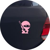 Adesivo de Carro JDM Ninja Japones com Bastão - Cor Rosa Claro