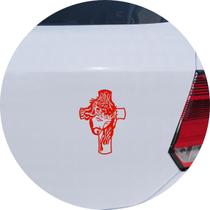 Adesivo de Carro Jesus Cristo e Cruz - Cor Vermelho