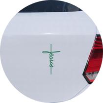 Adesivo de Carro Jesus em forma de Cruz - Cor Verde