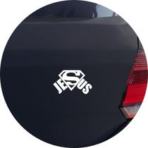 Adesivo de Carro Jesus Superhomem - Cor Branco