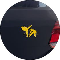 Adesivo de Carro Jogando Capoeira - Cor Amarelo - Melhor Adesivo