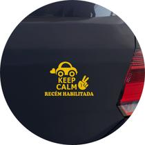 Adesivo de Carro Keep Calm Recém Habilitada - Cor Amarelo