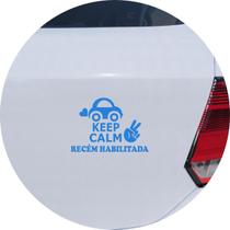 Adesivo de Carro Keep Calm Recém Habilitada - Cor Azul Claro