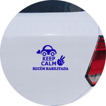 Adesivo de Carro Keep Calm Recém Habilitada - Cor Azul
