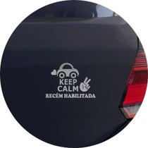 Adesivo de Carro Keep Calm Recém Habilitada - Cor Prata