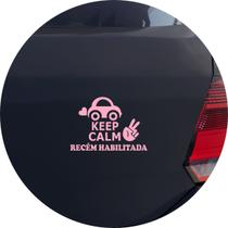 Adesivo de Carro Keep Calm Recém Habilitada - Cor Rosa Claro