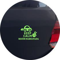 Adesivo de Carro Keep Calm Recém Habilitada - Cor Verde Claro