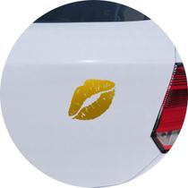 Adesivo de Carro Lábios Beijo Boca e Batom - Cor Dourado - Melhor Adesivo
