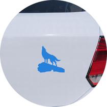 Adesivo de Carro Lobo Uivando na Pedra - Cor Azul Claro