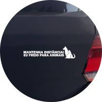 Adesivo de Carro Mantenha Distância Freio Para Animais - Cor Branco