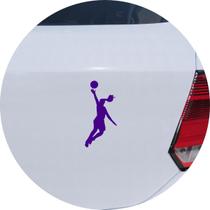 Adesivo de Carro Mulher Jogando Basquete - Cor Roxo