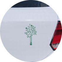 Adesivo de Carro Placa Árvore Circuito Integrado - Cor Verde