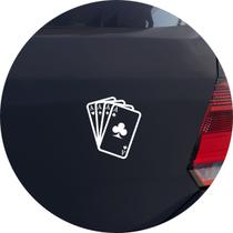Adesivo de Carro Poker Cartas Full Ace - Cor Branco