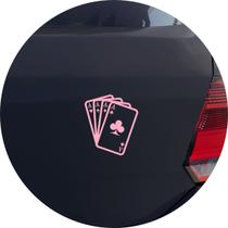 Adesivo de Carro Poker Cartas Full Ace - Cor Rosa Claro