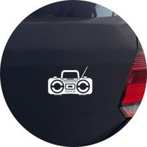 Adesivo de Carro Rádio Boombox Retrô - Cor Branco