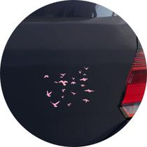 Adesivo de Carro Revoada Bando de Pássaros - Cor Rosa Claro