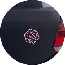 Adesivo de Carro RPG Dado de 20 Faces - Cor Rosa Claro