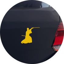 Adesivo de Carro Samurai treino Com Espadas - Cor Amarelo