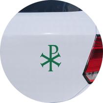 Adesivo de Carro Símbolo Chi Rho Cristão - Cor Verde