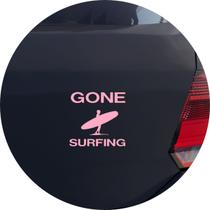 Adesivo de Carro Surf Gone Surfing Surfista - Cor Rosa Claro