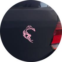 Adesivo de Carro Surfista Pegando Onda - Cor Rosa Claro - Melhor Adesivo