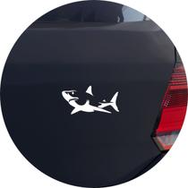 Adesivo de Carro Tubarão Branco Nadando - Cor Branco