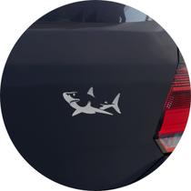 Adesivo de Carro Tubarão Branco Nadando - Cor Prata