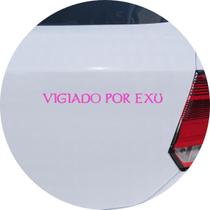 Adesivo de Carro Vigiado Por Exu Candomblé Umbanda - Cor Rosa