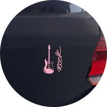 Adesivo de Carro Violão Rock Guitarra - Cor Rosa Claro