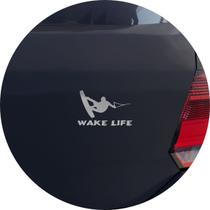 Adesivo de Carro Wakeboard Wake Life - Cor Prata