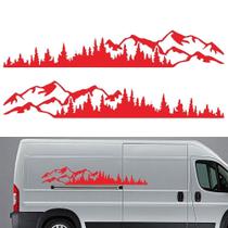 Adesivo de carro Wilove Mountain Forest Graphic Vinyl x2 vermelho